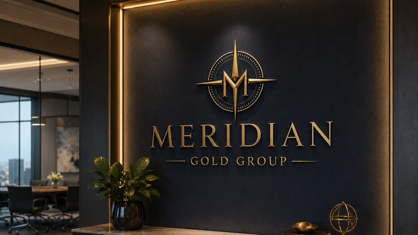 The Meridian Gold Group lobby with its gold compass emblem